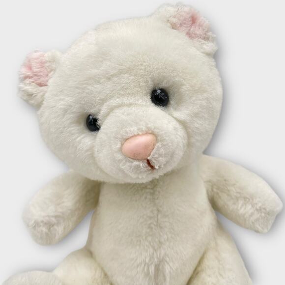 Vtg Russ Berrie Butterball Pink White Teddy Bear Turn Key Music Boc Plush 492 - Picture 1 of 10